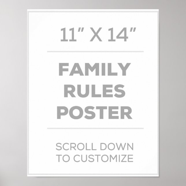 Poster 11" x 14" Règles de famille (Devant)