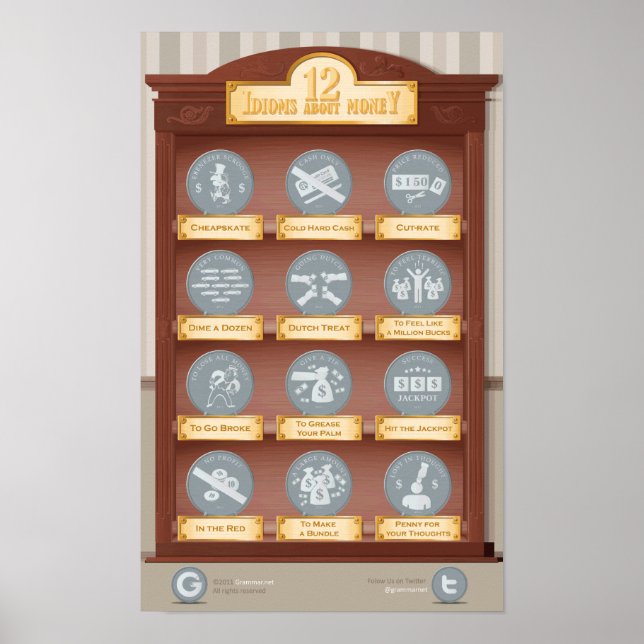 Poster 12 idiomes sur l'argent (Devant)