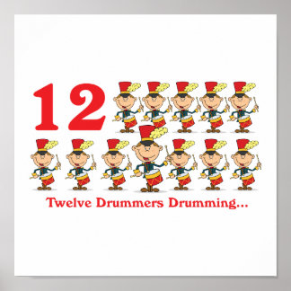 Poster 12 jours douze batteurs tambourinant