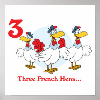 Poster 12 jours trois poules françaises