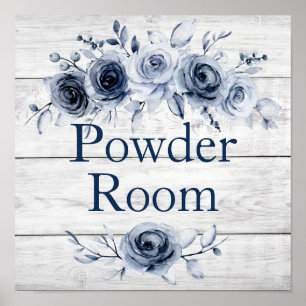 Poster 12 x 12 Chic Farmhouse Bleu/Blanc Floral PR