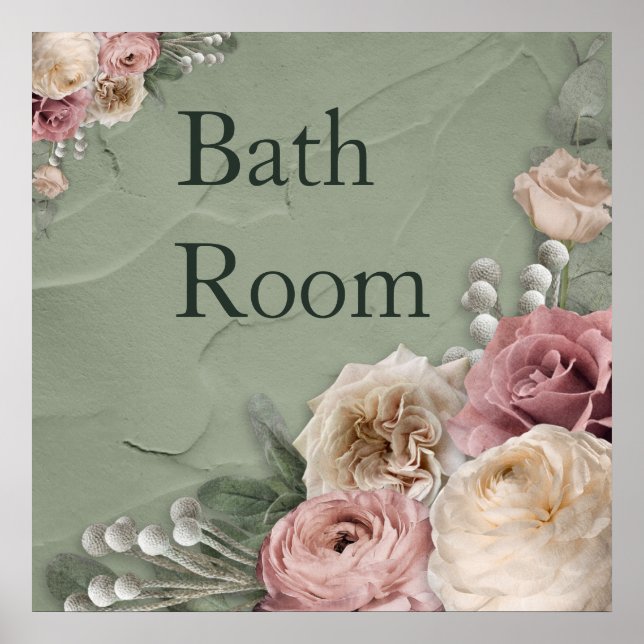 Poster 12 x 12 Salle de bain Vintage Floral (Devant)
