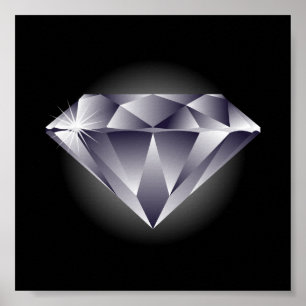 Poster 1307552490_Vector_Clipart diamant argenté noir