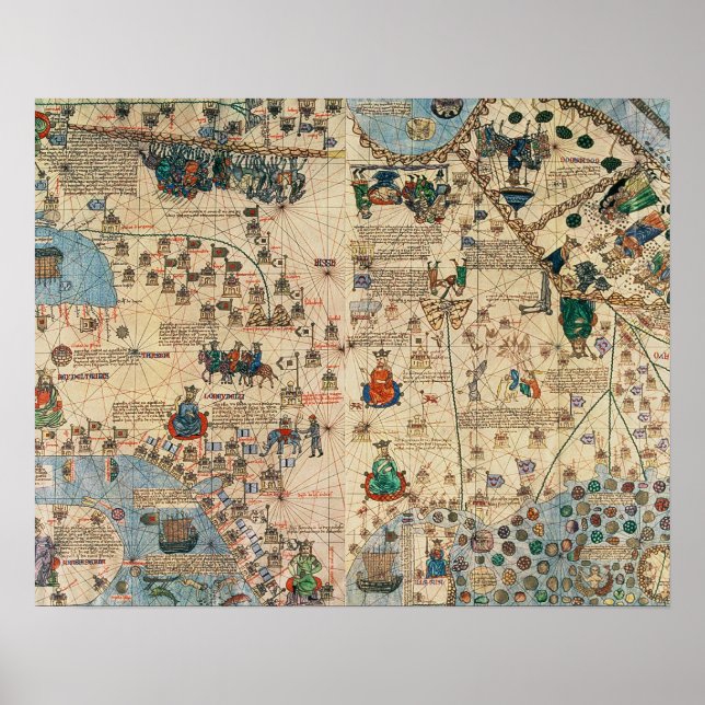 Poster 131-0058260/1 Catalan Atlas : Détail de l'Asie, pa (Devant)