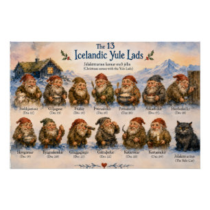 Poster 13 lutins islandais de Noël en Islande