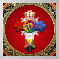 [150] Rosy Cross (Croix Rose) sur Red & Gold