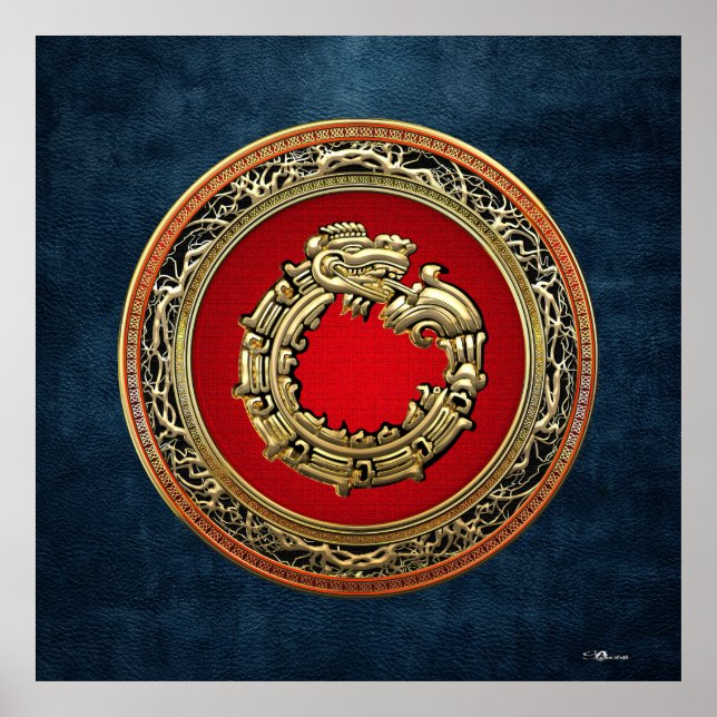 Poster [150] Serpent Dieu Quetzalcoatl [Or] (Devant)