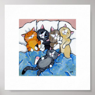 Poster 15.24x15.24cm   Whimsical Cat Art   Chatons dorman
