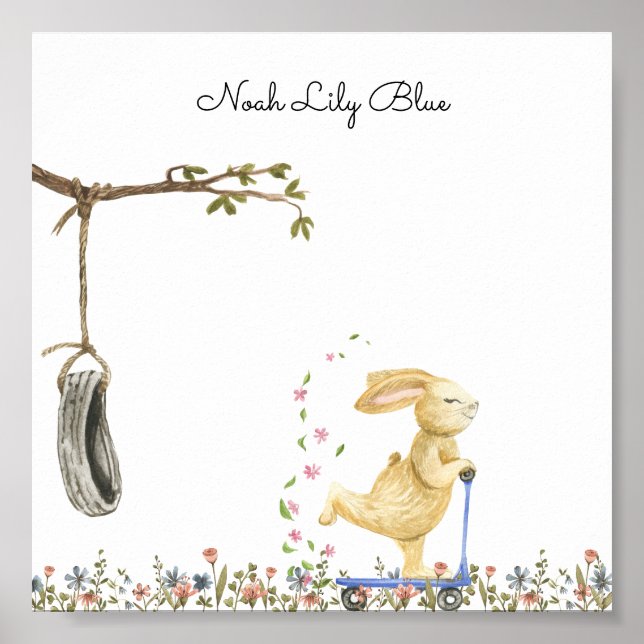 Poster (15,2 cm x 15,2 cm) - Happy Rabbit (Devant)