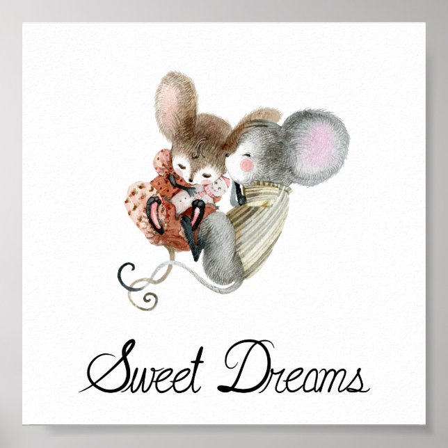 Poster (15,2 x 15,2 cm) - Cute Little Mice (Devant)