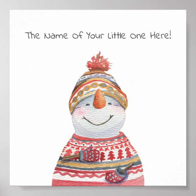 Poster (15,2 x 15,2 cm) - Snowman In A Sweater (Devant)