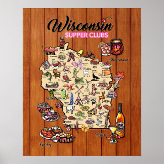 Poster - 16 x 20 - Carte du club de souper du Wisc