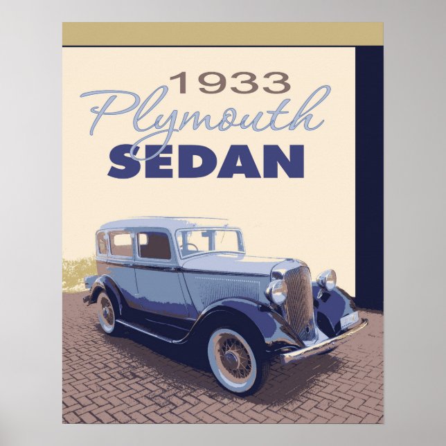 Poster 16x20 1933 Plymouth Sedan Antique Car (Devant)