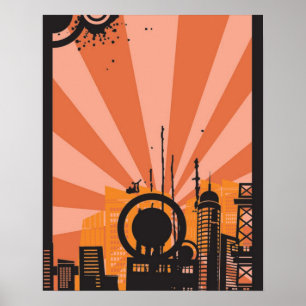 Poster 16x20 Abstrait Orange City Wall Art