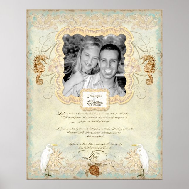 Poster 16x20 Mariage Photo Love Chap Beach Seashore (Devant)