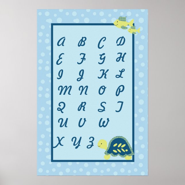 Poster 16x24 Nursery Art ABC Graphique Turtle Reef Ocean  (Devant)