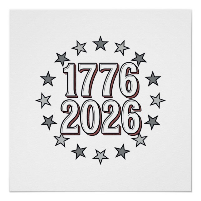 Poster 1776 2026 Étoiles Patriotiques Design Vectoriel Vi (Devant)