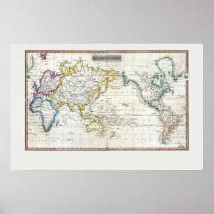 Poster 1817 Map of the World