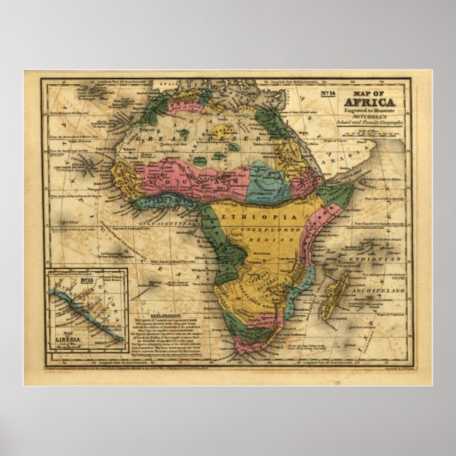 Poster 1839 Map of Africa (Devant)