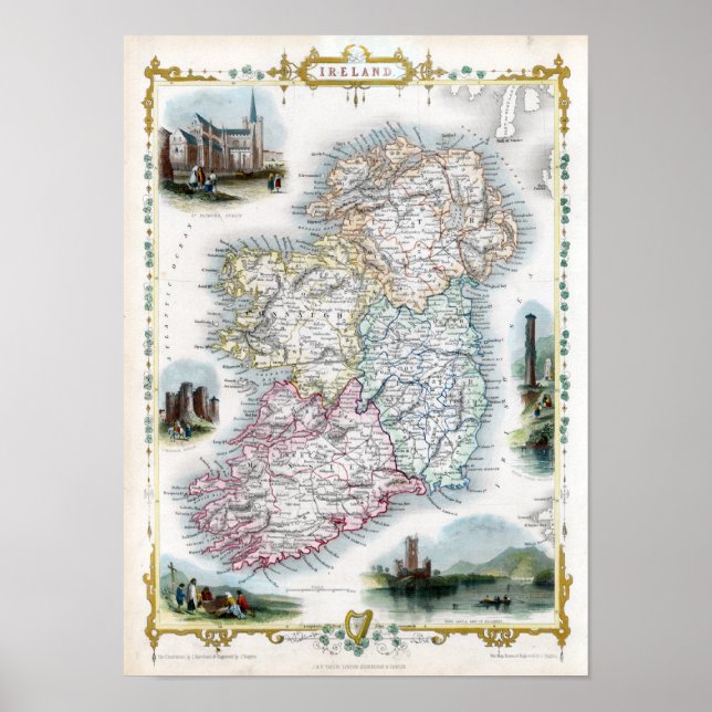 Poster 1851 Map of Ireland (Devant)