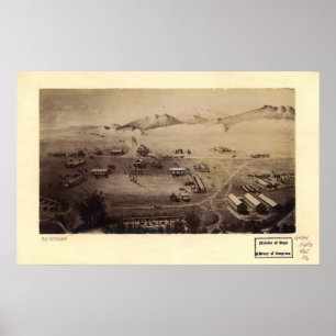 Poster 1865 Fort Collins, carte panoramique de vue d'oeil
