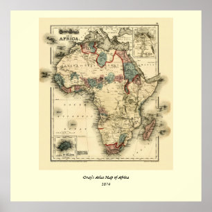 Poster 1874 Map of Africa Antique African Print