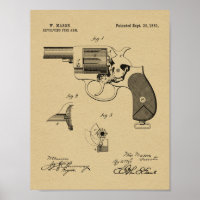 1881 Revolver d'armes à feu Dessin d'art breveté I