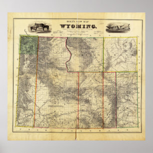 Poster 1883 La nouvelle carte du Wyoming de Holt par Fran
