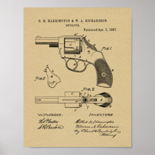 Poster 1887 Gun Revolver Patent Art Drawing Print