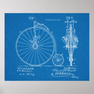 Poster 1887 High Wheeler Bicycle Design Patent Art Print