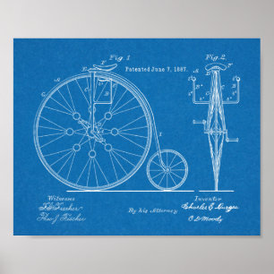 Poster 1887 High Wheeler Bicycle Design Patent Art Print