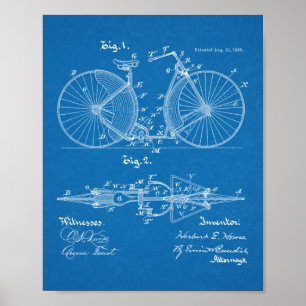 Poster 1888 Conception de bicyclettes Vintages Art.