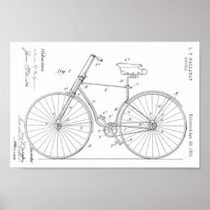 Poster 1891 Bicycle Brevet Dessin d'art Imprimer
