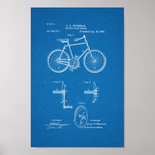 Poster 1893 Brevet de bicyclette Vintage Imprimer Plan di