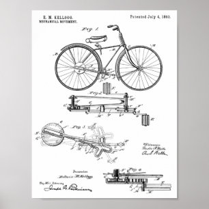 Poster 1893 Conception de bicyclettes sans chaines Brevet