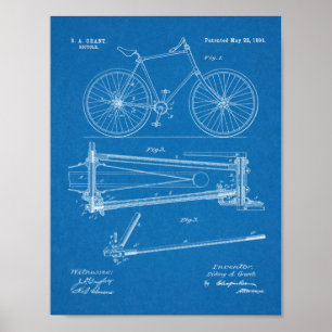 Poster 1894 Conception de bicyclettes sans chaines Brevet