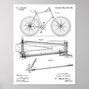 Poster 1894 Conception de bicyclettes sans chaines Brevet