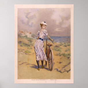 Poster 1894 Couleur Vélo et Art Imprimer Girl Beach