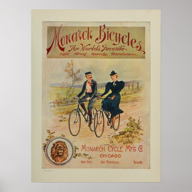Poster 1895 Monarch Bicycles Ad Art Print (Devant)