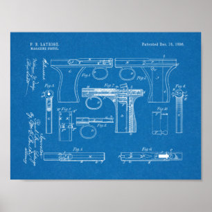 Poster 1896 Gun Magazine Brevet Art Dessin Imprimer