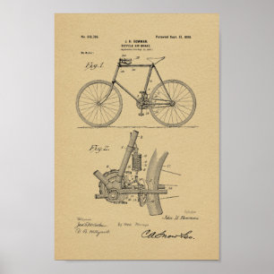 Poster 1898 Bicycle Vintage Air Brake Breke Art Imprimer