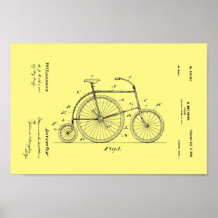 Poster 1899 copies vintages d'art de brevet de bicyclette