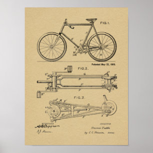 Poster 1900 Conception de bicyclettes sans chaines Brevet