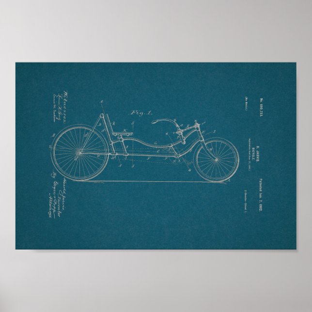 Poster 1902 Brevet de bicyclette Vintage Plan directeur I (Devant)