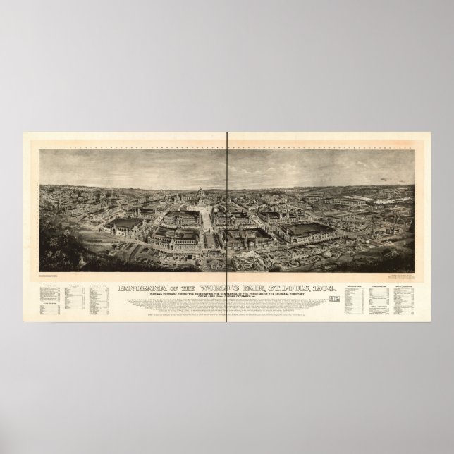 Poster 1904 Saint-Louis MO - Carte panoramique de l'expos (Devant)