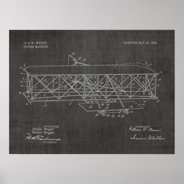 Poster 1906 Wright Brothers Brevet d'art aéronautique (Devant)