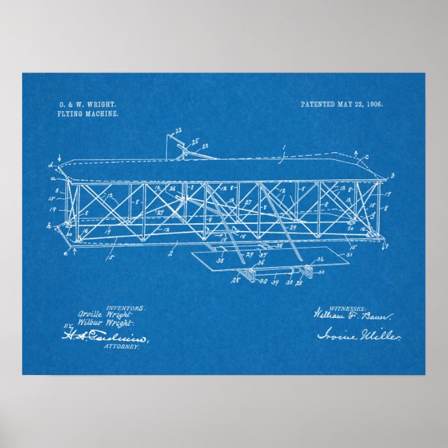 Poster 1906 Wright Brothers Brevet d'art aéronautique (Devant)