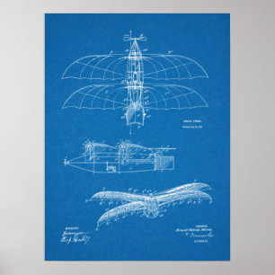 Poster 1911 Vintage Airplane Patent Art Drawing Print