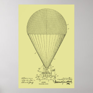 Poster 1913 Bateau Ballons Brevet d'art Imprimer