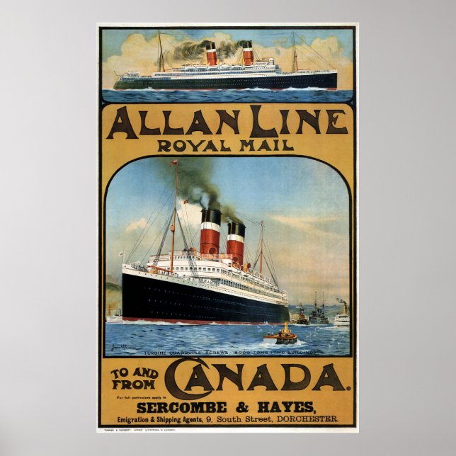 Poster 1913 LE CANADA AU ROYAUME-UNI par STEAMSHIP (Devant)